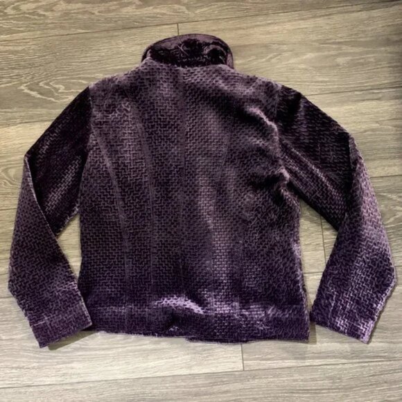 CHICO'S Mesmerise Jigsaw Purple Single Button‎ Velvet Jacket - Picture 6 of 6